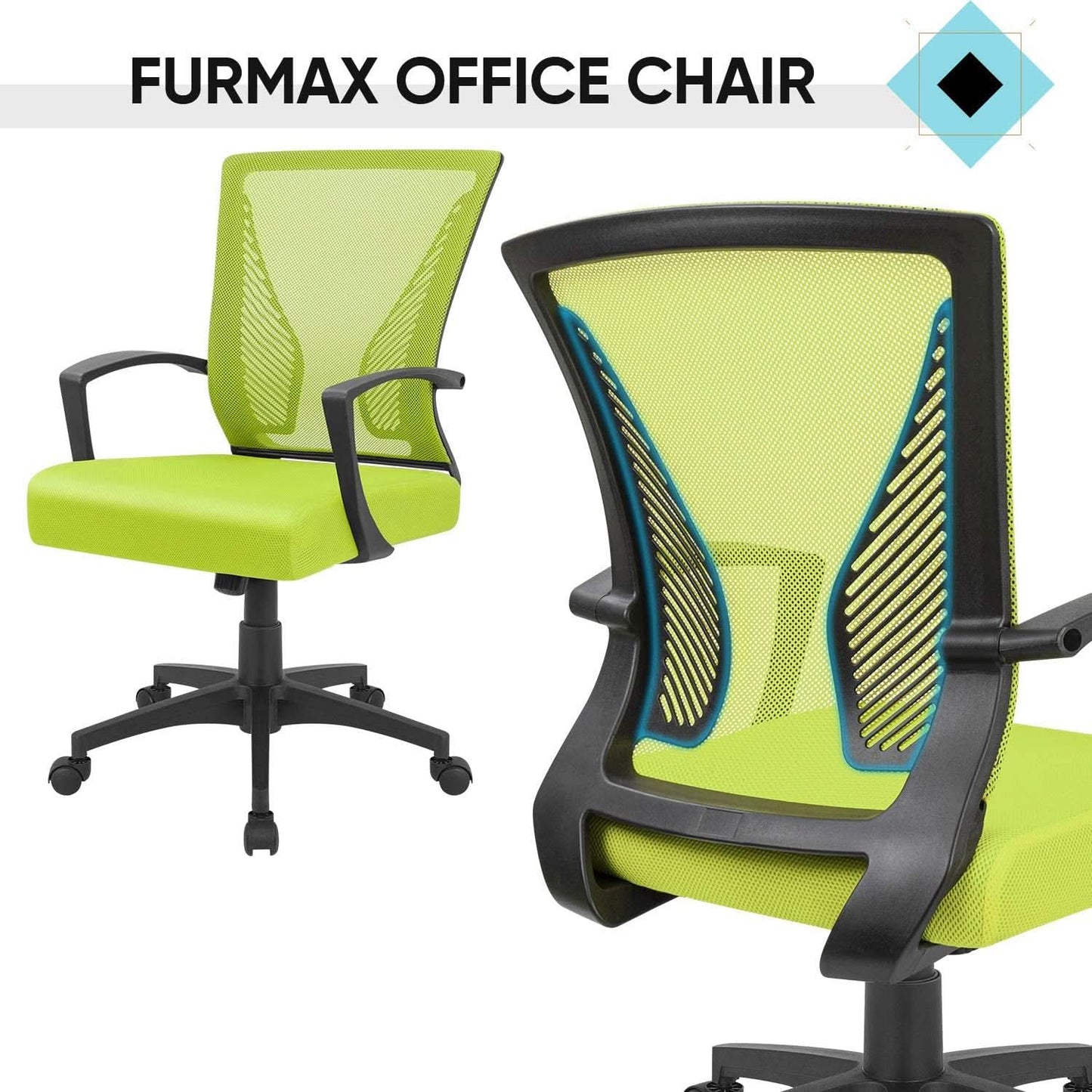 Cyan Ergonomic Office Chair Armrests And Lumbar Support