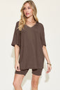 Relaxed Fit Rayon V-Neck Tee & Shorts Set