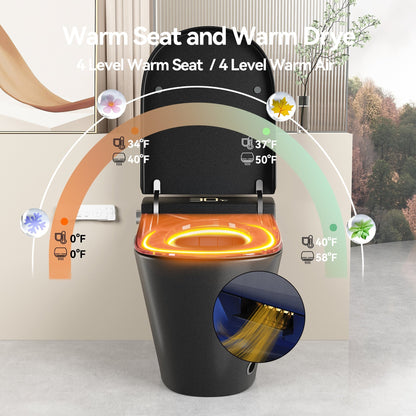 Smart Bidet Toilet with Auto Open/Close Seat, Warm Water Wash, Heated Seat, a...