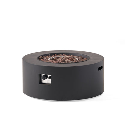 Modern Iron Propane Fire Pit, 32' Round, 40,000 BTU, Dark Grey Finish
