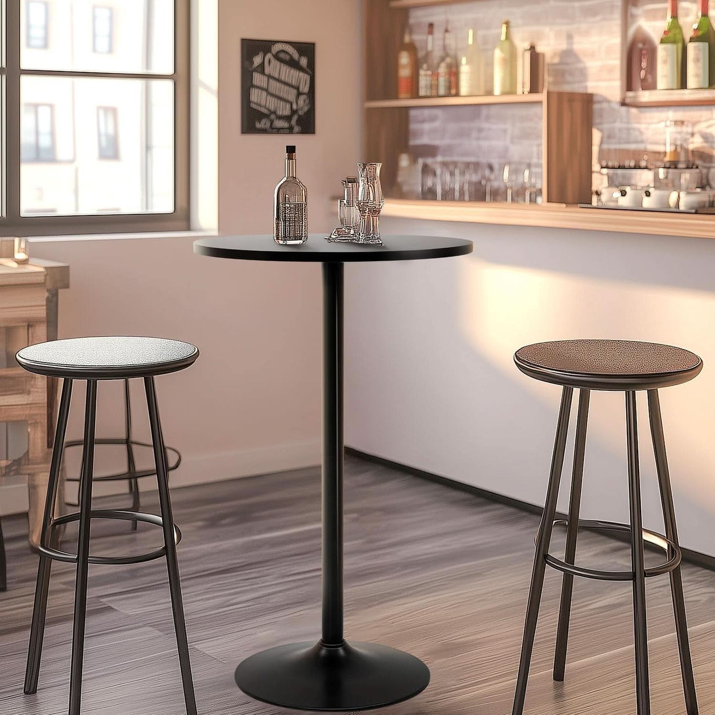 40 Inch Round Bistro Pub Table Steel Frame Construction