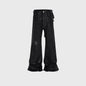 Men's Vinyl Coated Bootcut Trousers Stitching Damaged Jeans