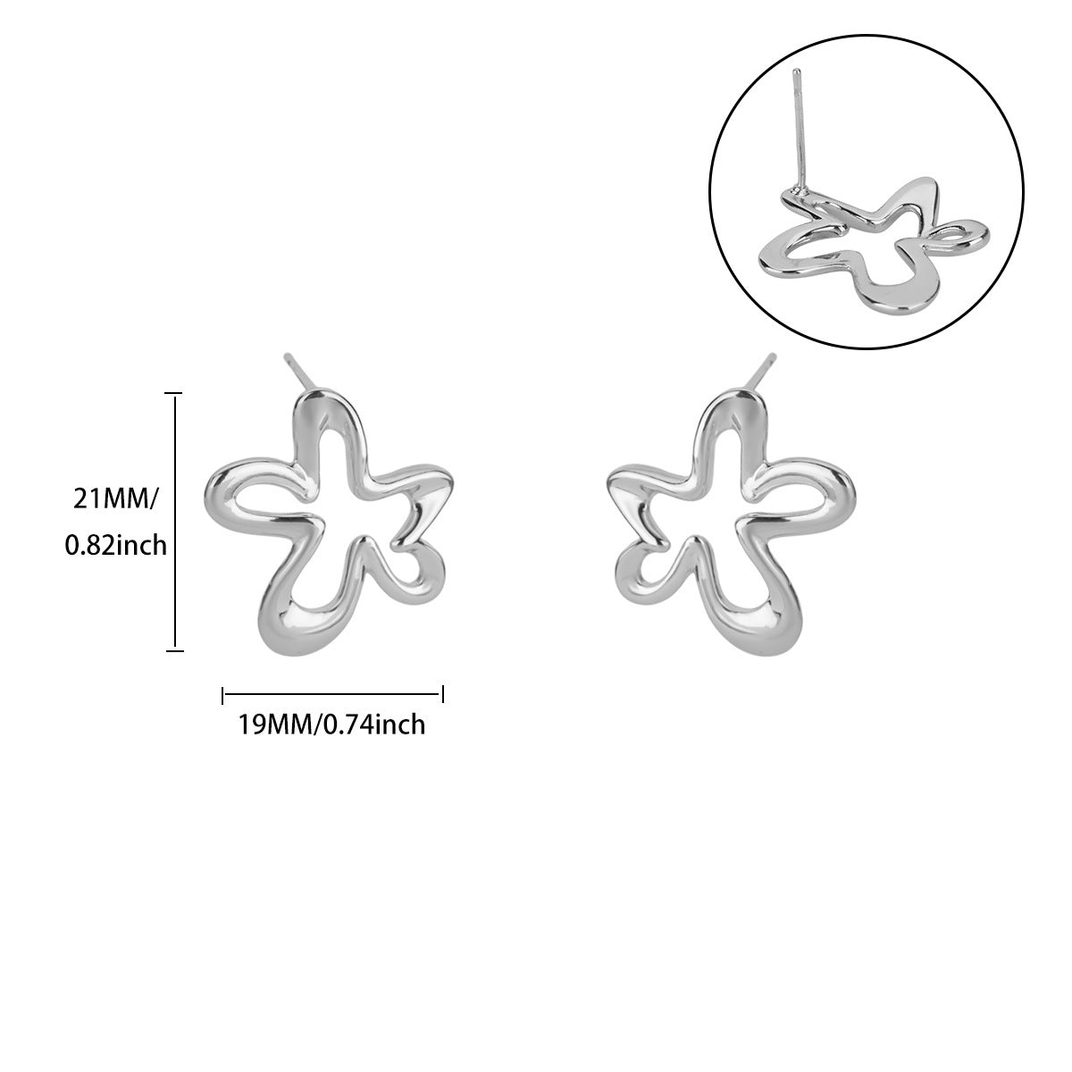 18K Gold-plated Copper Hollow-out Flower Earrings