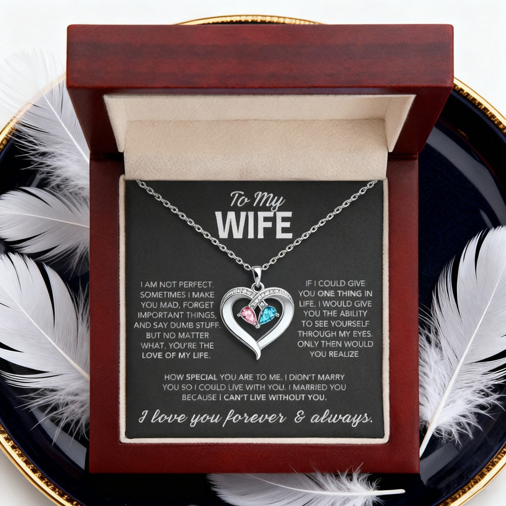 Two-tone Teardrop Heart Pendant Necklace