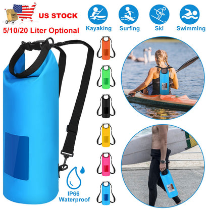 Floating Waterproof Dry Bag Floating Dry Sacks with Observable Window 10L Roll Top Lightweight Dry Storage Bag for Kayaking Rafting Boating Swimming C
