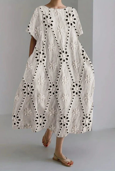 3D Digital-Print Short-Sleeve Casual Dress