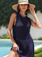 Color Block Openwork Sleeveless Cutout Back Cover-Up