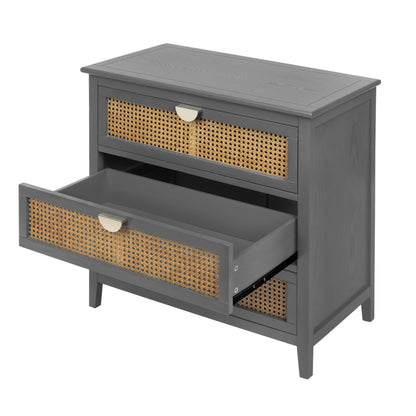 3-Drawer Cabinet - Natural Rattan - Suitable for Bedroom, Living Room, or Study