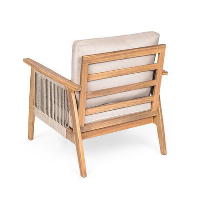 Outdoor Conversation Set 4 Piece Acacia Wood Rope