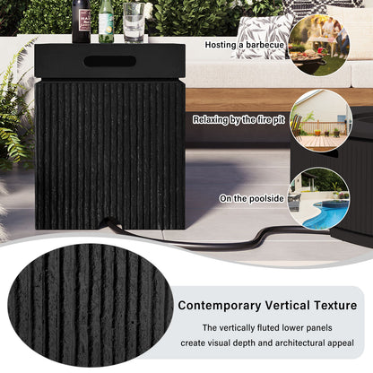 2-Piece Fire Pit Set: 41.9 in Propane Fire Pit 40,000 BTU with Lava Rocks and MGO Tank Cover