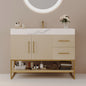 36' Modern Free-Standing Bathroom Vanity with Seamless Ceramic Sink & Sintere...