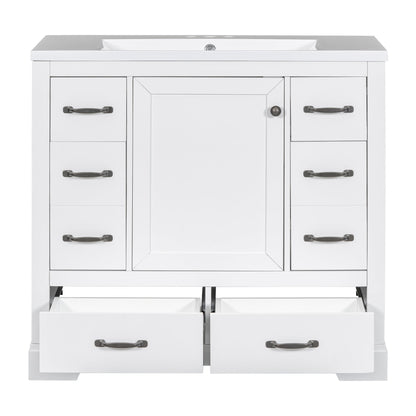 36' Bathroom Vanity with Sink Combo, Six Drawers, Multi-Functional Drawer Div...