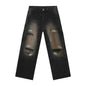 Street Retro Jeans Men's Loose Hole Straight-leg Trousers