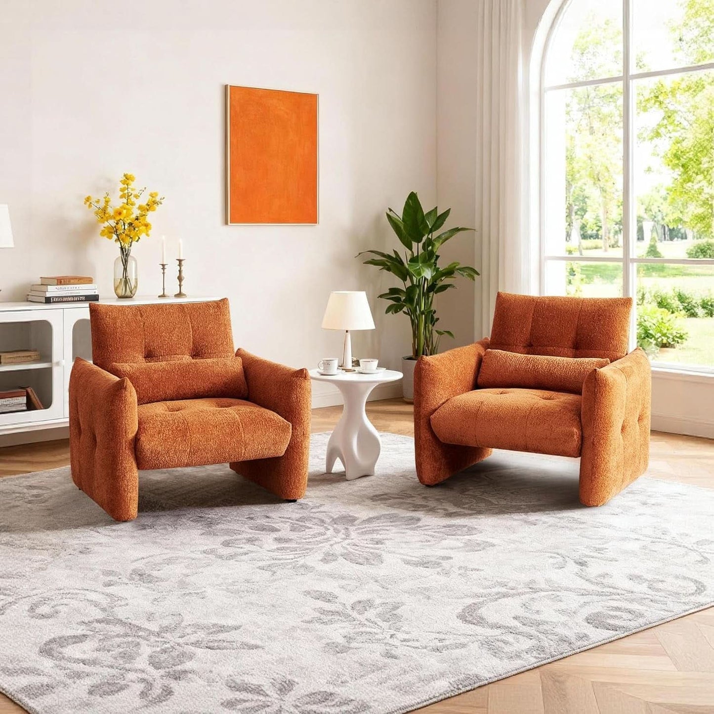 Taupe Sherpa Upholstered Accent Arm Chair Luxurious