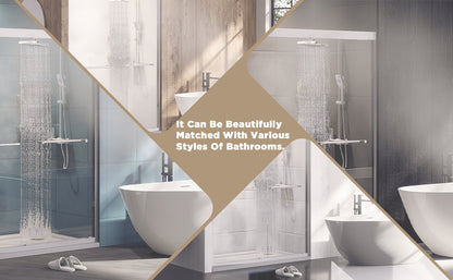56-60in x 72in Aluminum Frame Double Sliding Shower Door, Brushed Nickel, 6mm