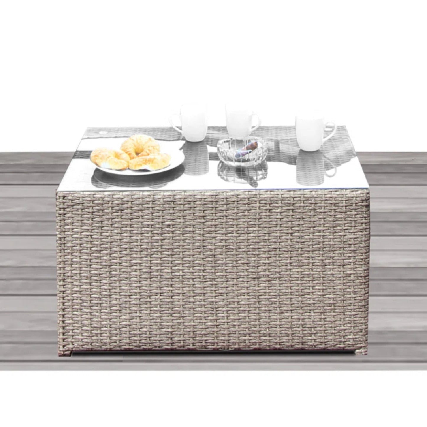 Outdoor Sofa Set HDPE Wicker Gray 8 Piece Aluminum Frame Seats 4
