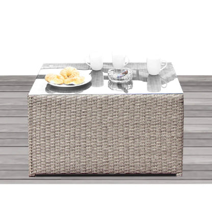 Outdoor Patio Set HDPE Wicker Gray 5 Piece Modular Seats 4