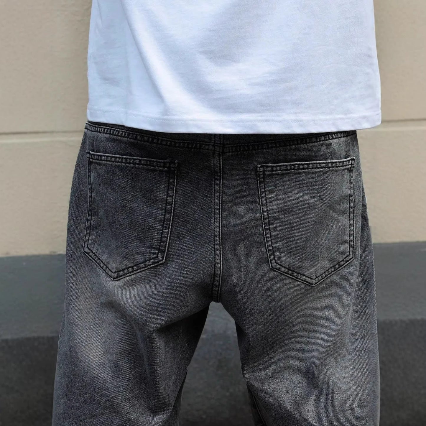 Mens Denim Shorts Straight-leg Relaxed Fit Versatile Korean Style