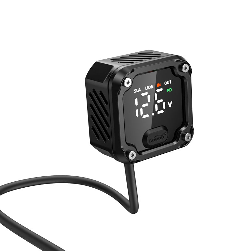 LOBOO C36 Motorcycle Bi-Directional Battery Charger – 100W PD Fast Charge, Real-Time Voltage Display, IP67 Waterproof, Lead-Acid Repair