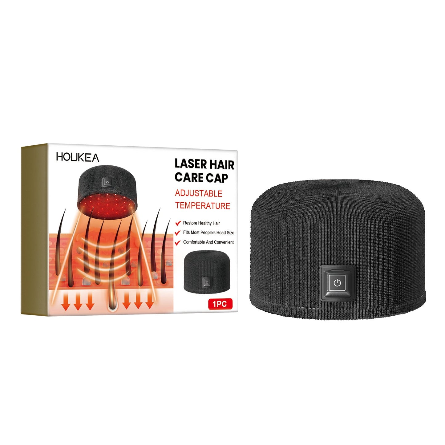 Houkea Dense Toupee Hair Repair Manic Thick Hairline Fixation Head Massage Care Heating Cap