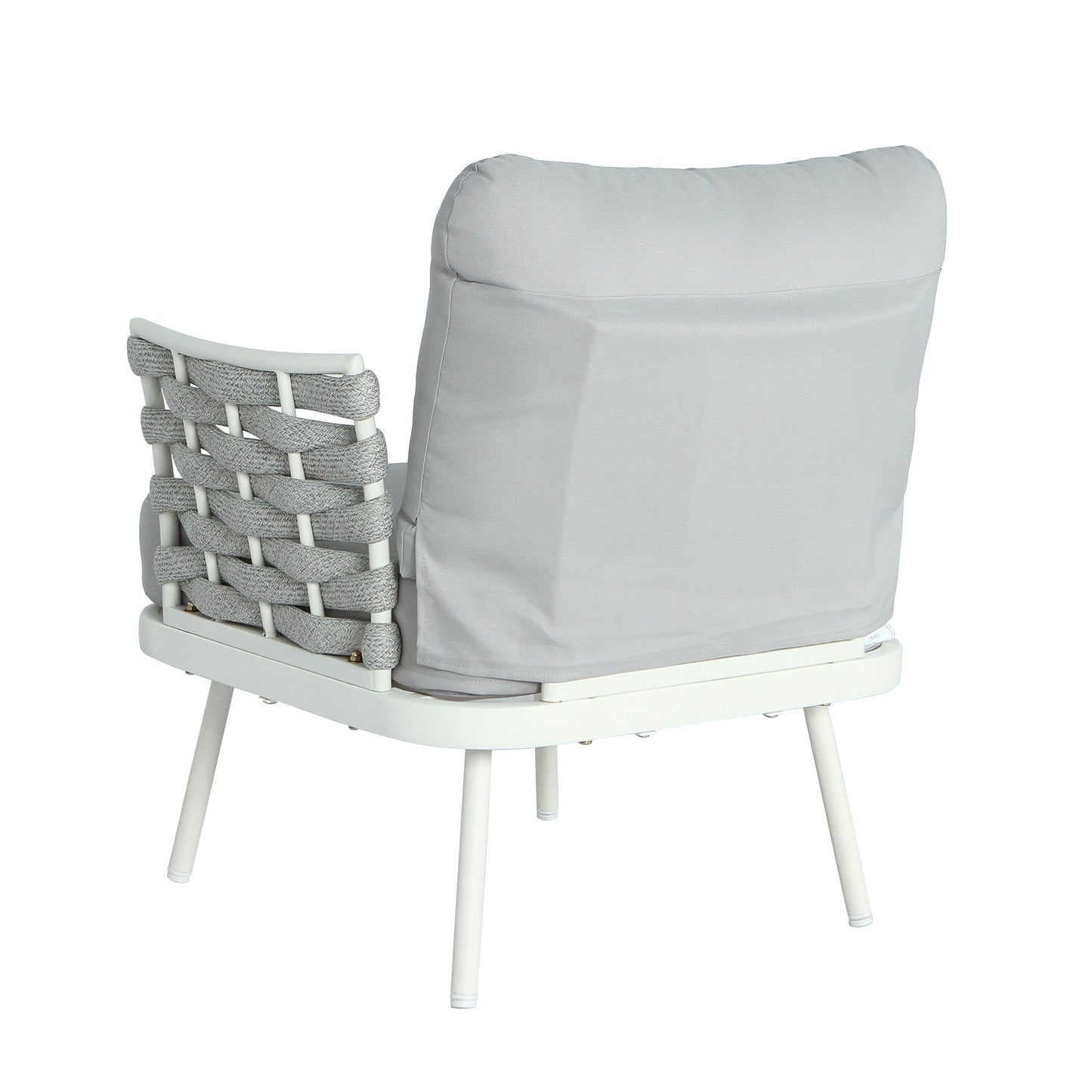 Outdoor Sofa Set Steel Rope Off White Gray Cushion 4 Piece Seats 4