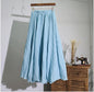 Mori Girl Art Plus Size Cotton And Linen Skirt Elastic Waist Linen A-line Skirt