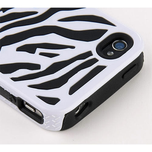 Blue-White Zebra Silicone Armor Case for iPhone 4/4S