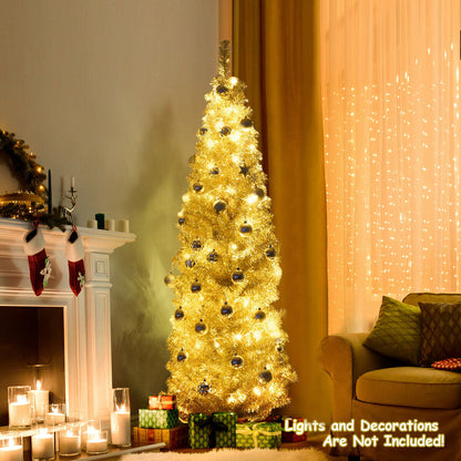 6 Feet Tinsel Tree Unlit Slim Pencil Christmas Tree