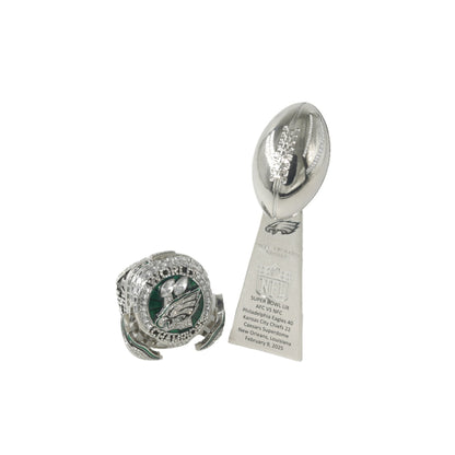 Philadelphia Eagles 2025 Championship Ring & Trophy Replica Set — Hurts (#1) or Barkley (#26) Edition