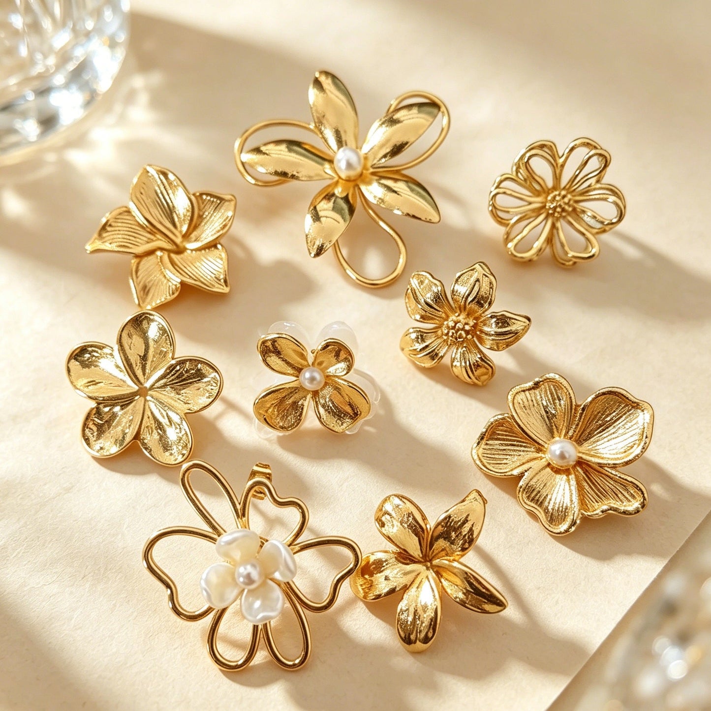 Double-layer Flower Stainless Steel Earrings Light Luxury With A Premium Feel