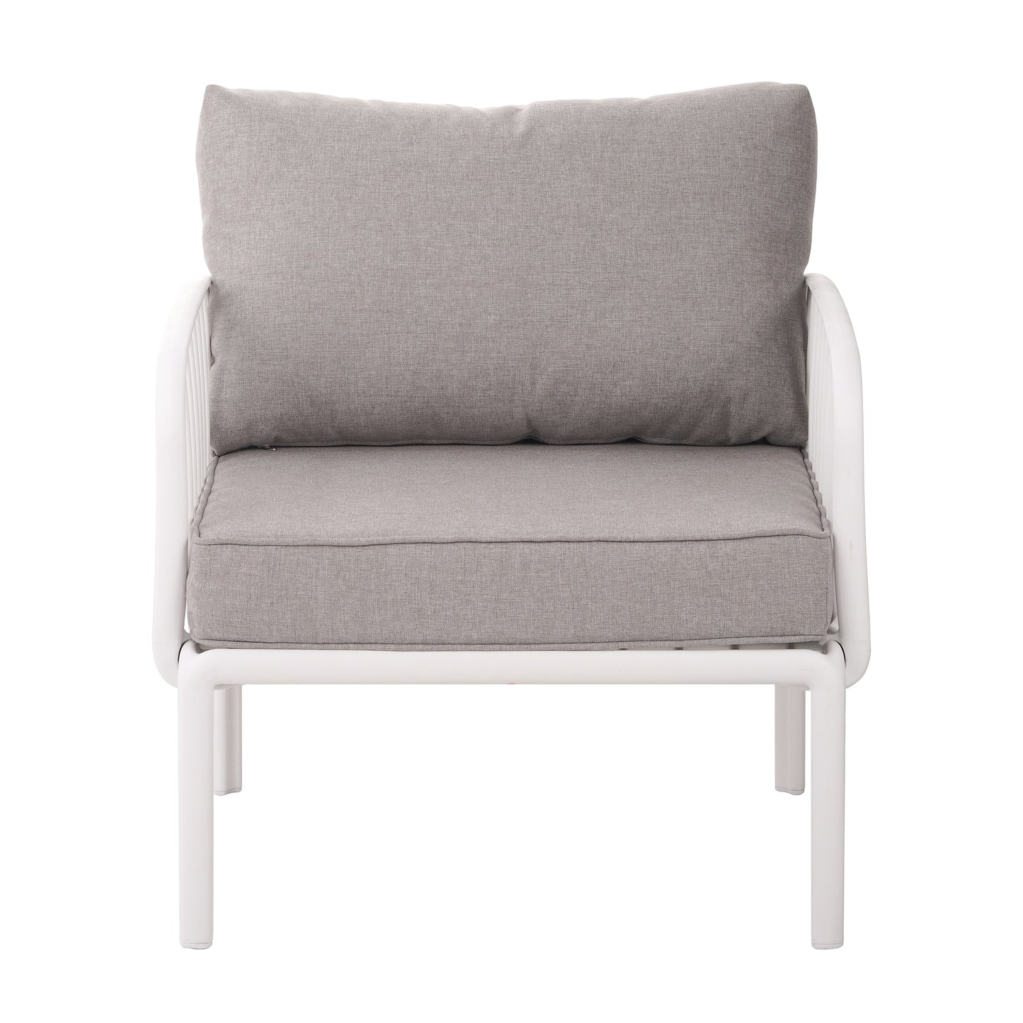 5 Piece Outdoor Conversation Set White Gray Fabric
