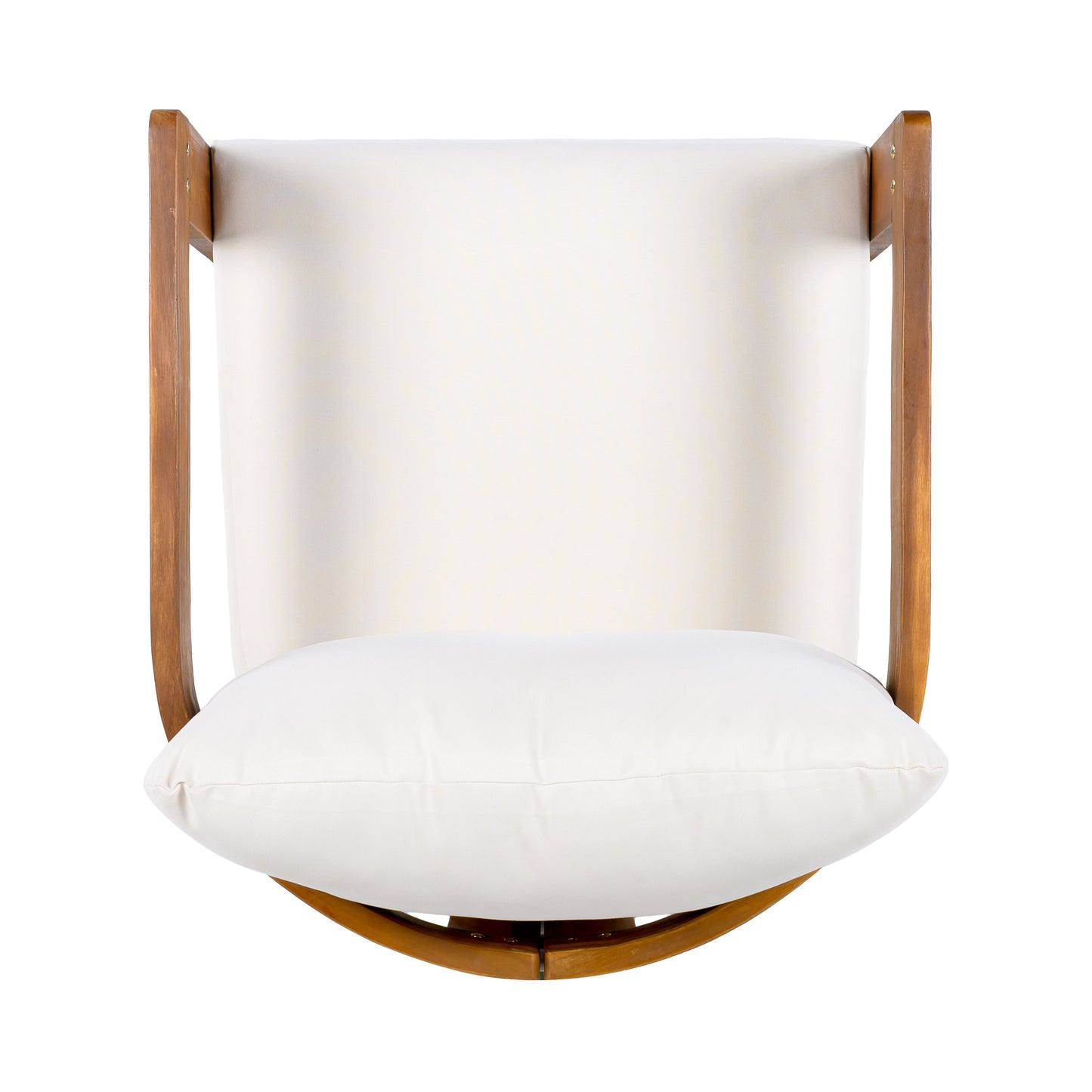 Outdoor Club Chair Acacia Wood Tub Shape Teak Beige Cushion