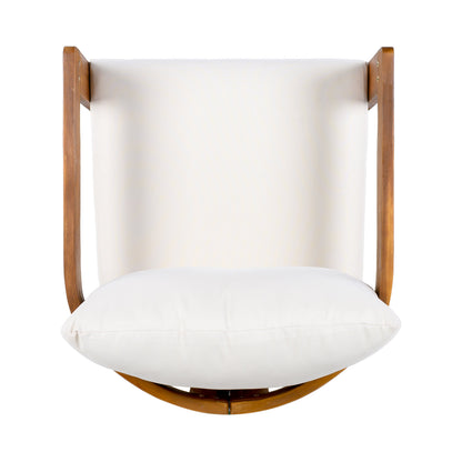 Outdoor Club Chair Acacia Wood Tub Shape Teak Beige Cushion