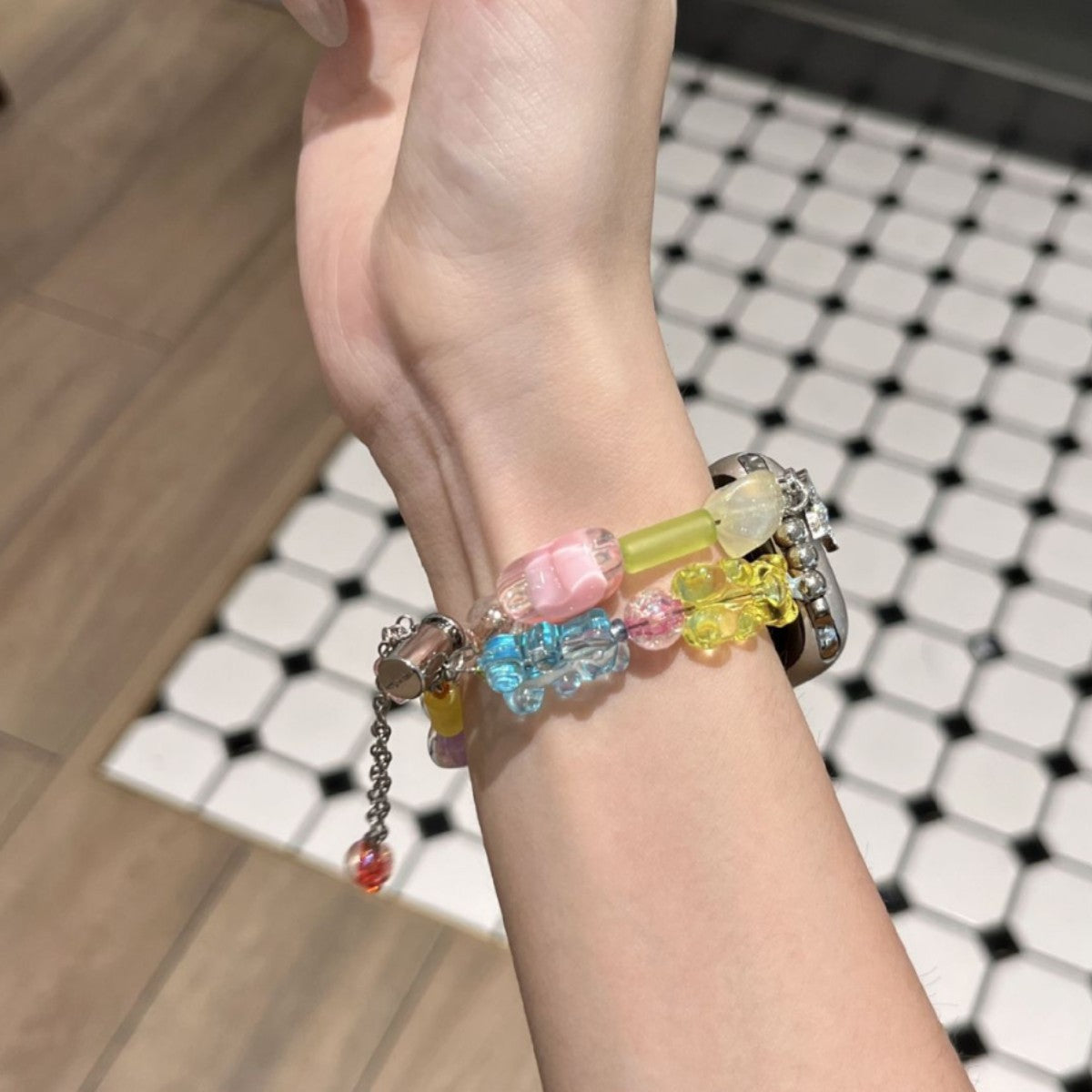 Colorful Gummy Bear Beaded Watch Band Compatible With IWatch Series  Soft Silicone Strap