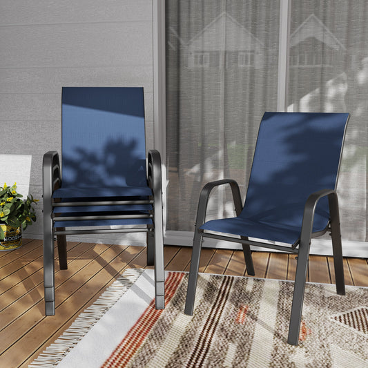 Outdoor Dining Chair 4-Piece Set Navy Blue Wide Seat 350 lb Waterproof