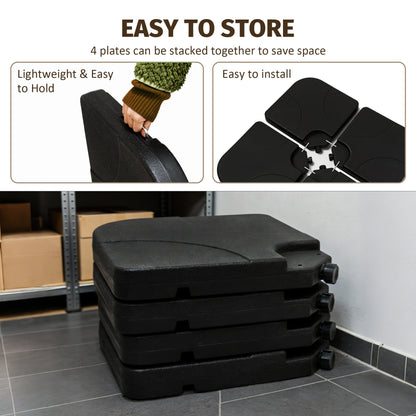 Patio Umbrella Base Offset HDPE Black 4 Panel 220 LB Water or Sand