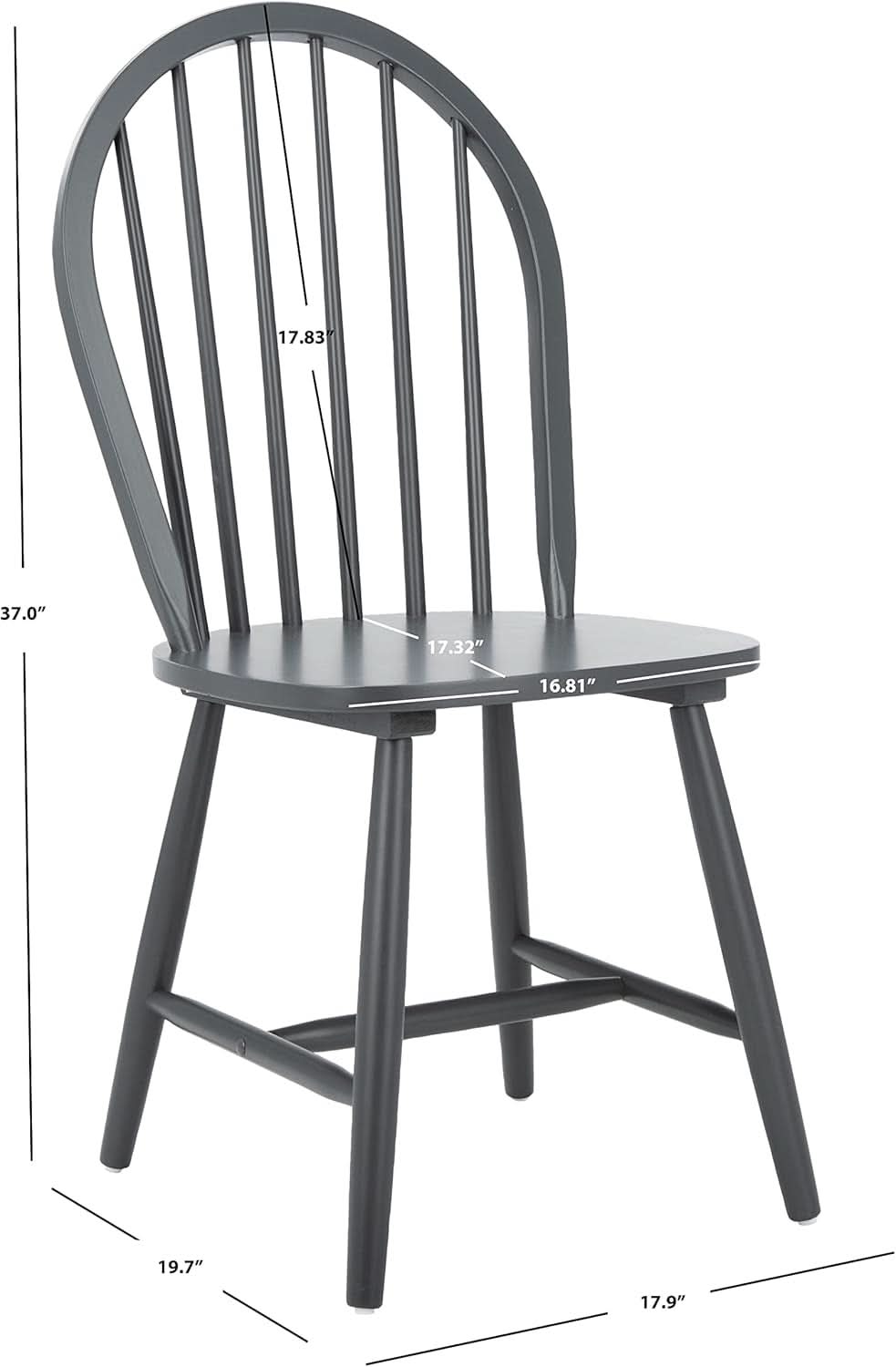Camden 18 Inch Spindle Back Black Dining Chairs Set Of 2
