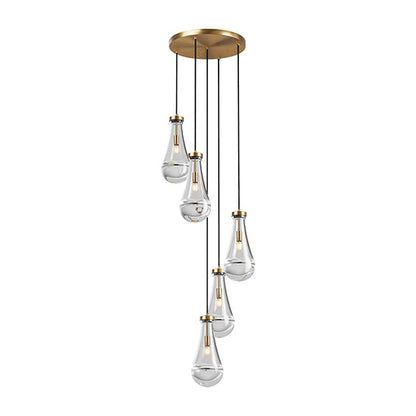 Chandelier 5-Light Cluster Pendant Brass High Ceiling Adjustable E12