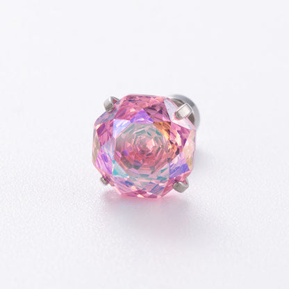 High-end, Brilliantly Reflective Octagonal Millennium Rose-cut Cubic Zirconia Stud Earrings