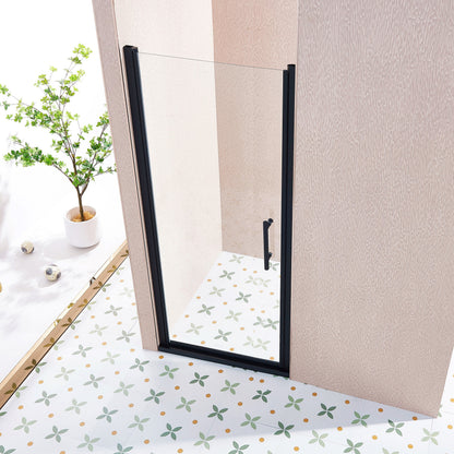 32-33.5in W x 75in H Pivot Single Swing Shower Door, Matte Black, 6mm Glass