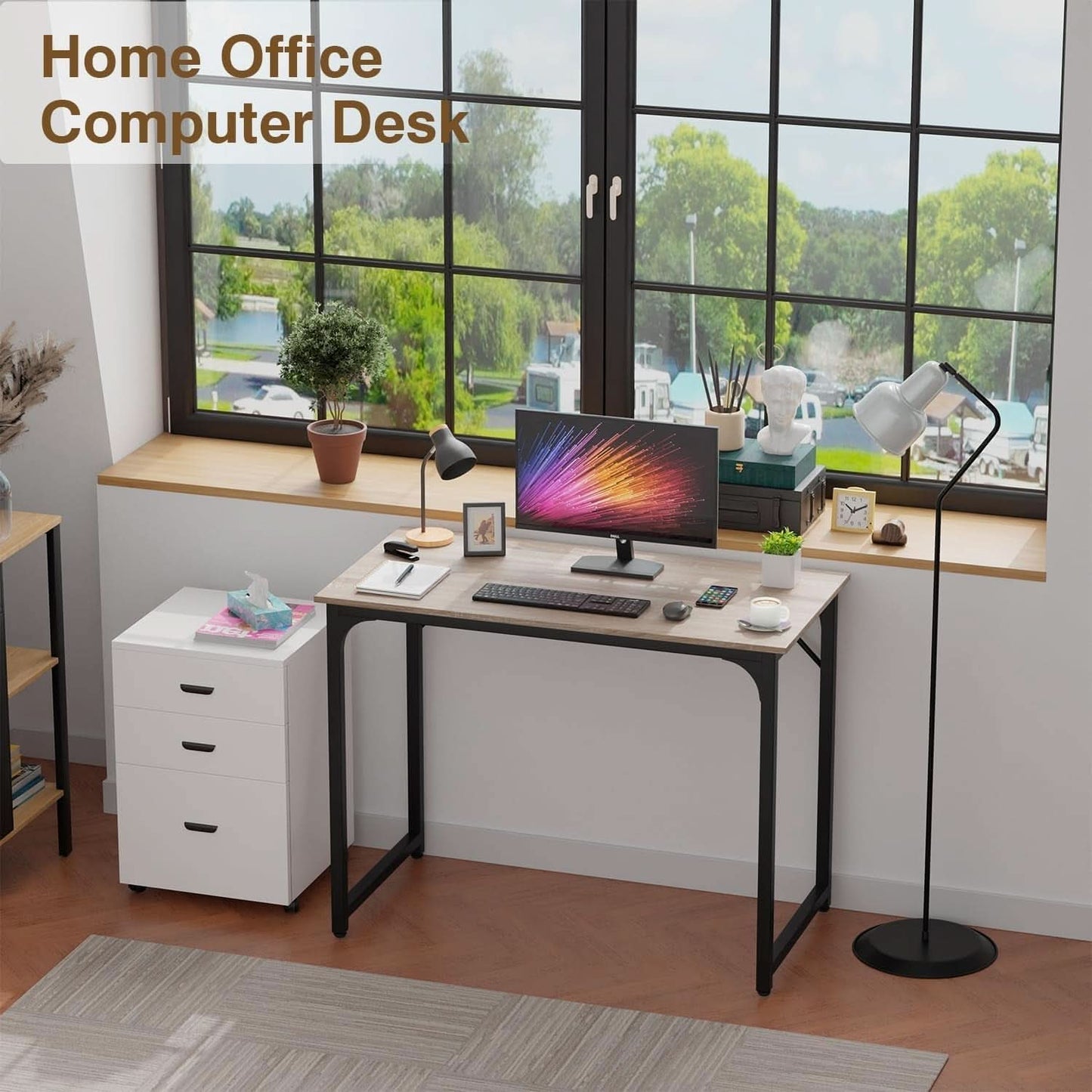 39 Inch Computer Desk Nature Wood Home Office Writing Table