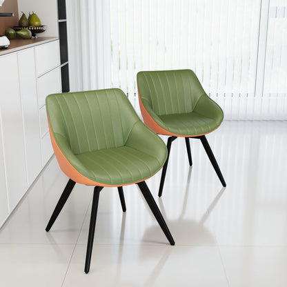 29.53 'MDF modern round coffee table and 2 PU dining chairs set, ring-striped