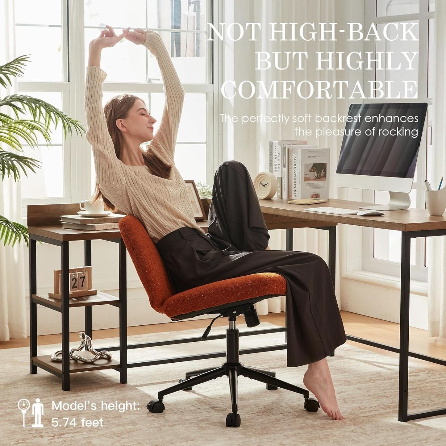 Orange Pocket Spring Office Chair For Computer Desk