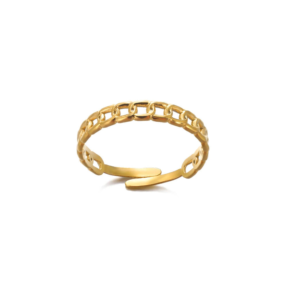 Geometric Line-cut Hollow Mens And Womens Ring