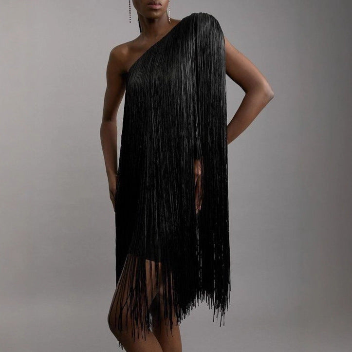 Sleek And Playful Tassel Skirt Party Dress