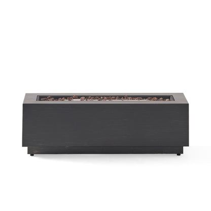Modern 40 in Outdoor Iron Propane Fire Pit, 50,000 BTU, Sleek Design, Dark Brown