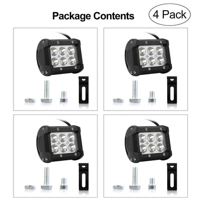 4 PCS 4Ó 18W Dual Row LED Waterproof Spot Light Pod Cube Light