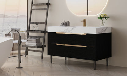 35.4' Modern Bathroom Vanity with Undermount Sink, Sintered Stone Top, Waterp...