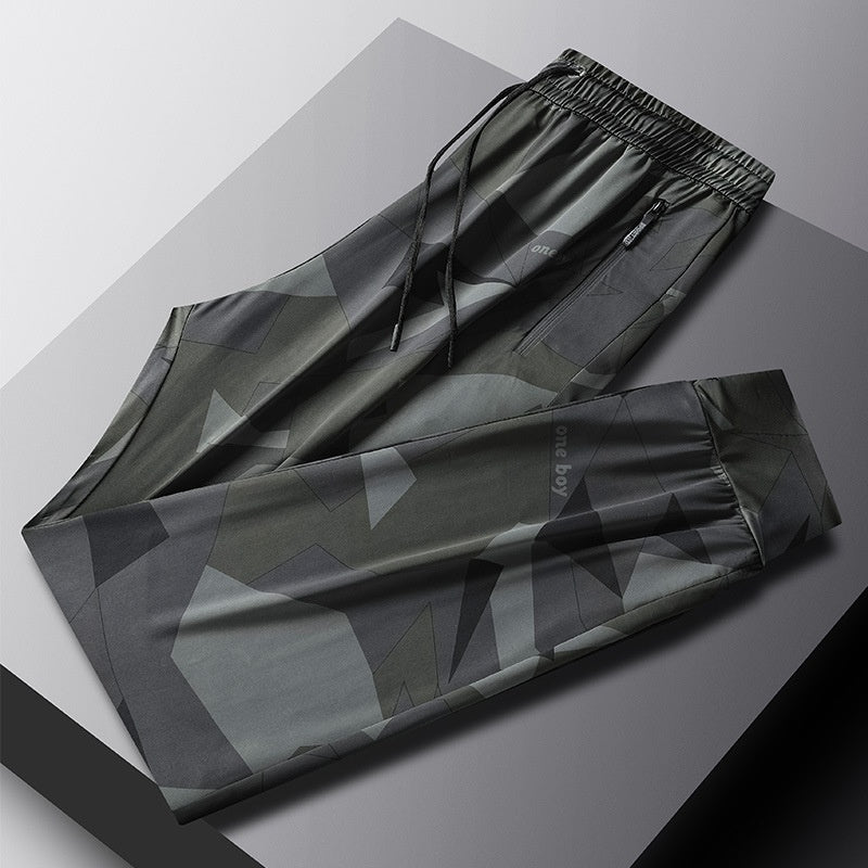 Summer Camouflage Loose-Fit Plus-Size Stretch Quick-Dry Sports-Casual Mens Ankle-Tightening Trousers