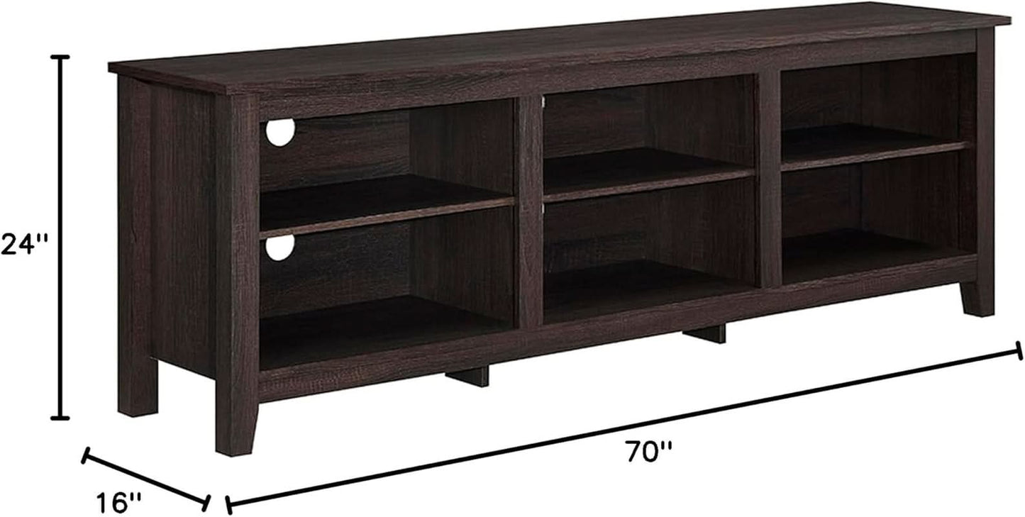 70 Inch TV Stand Espresso Finish With Adjustable Shelves